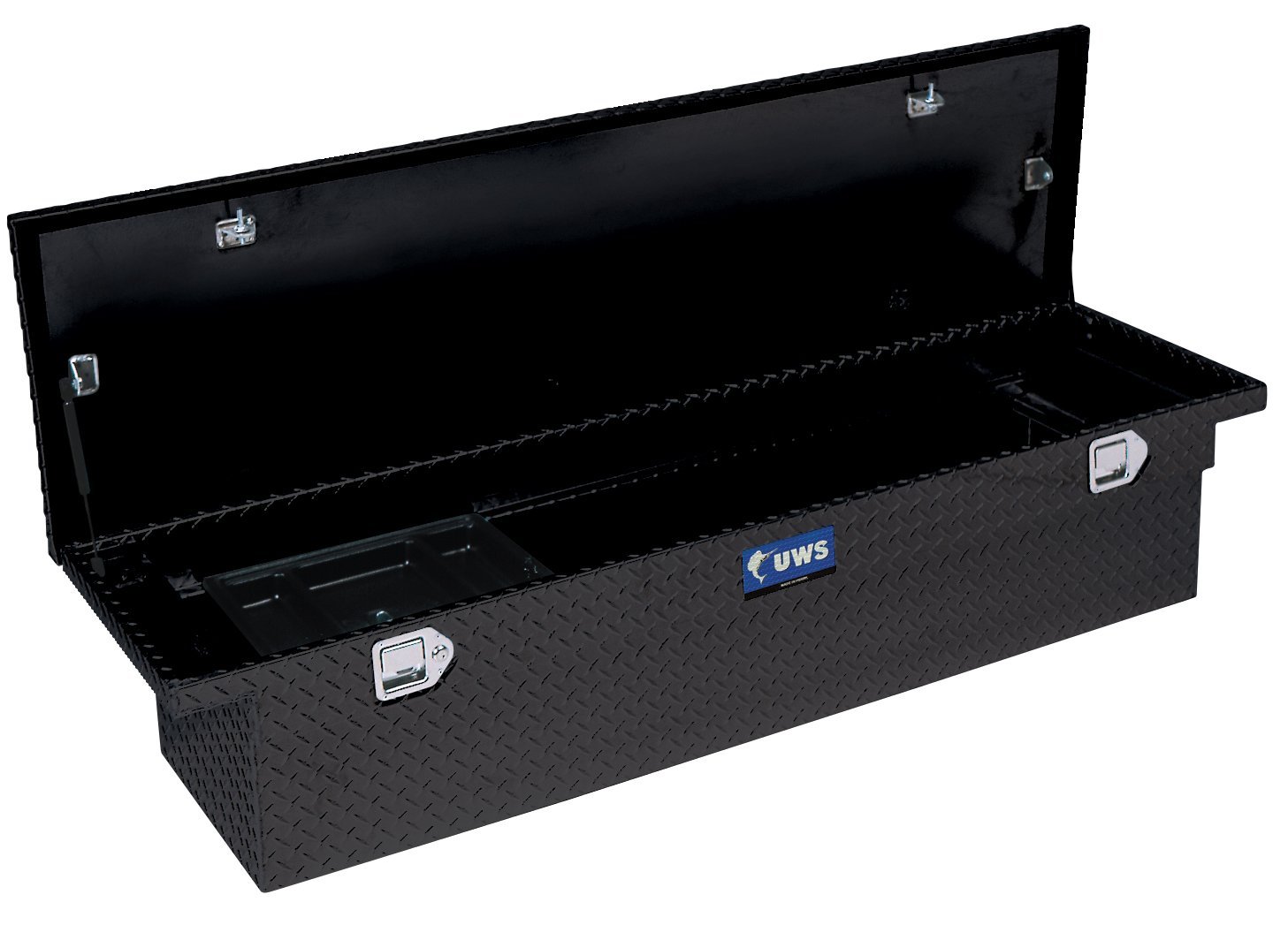 UWS TBSD-69-SL-LP-BLK Black Single Lid Slim Line Aluminum Toolbox with Beveled Insulated Lid