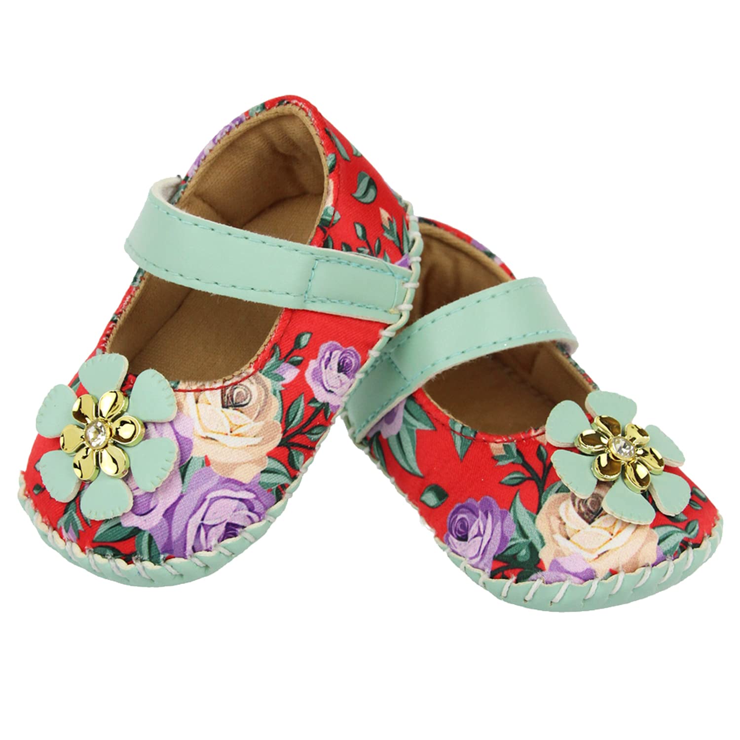 Neska Moda 6 To 12 Months Baby Girls Synthetic Leather Floral Sandal Booties (Red,Mint)-BT1646 (B0BYDDZ575) Amazon Price History, Amazon Price Tracker