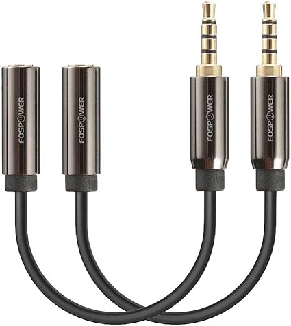 Amazon Fospower 0 1m X 2本 ステレオオーディオ 延長ケーブル ヘッドホン延長コード 標準3 5mm オス メス 4極 ミニプラグ 24k金メッキコネクタ 再生 ブラック Fospower ヘッドホン延長ケーブル