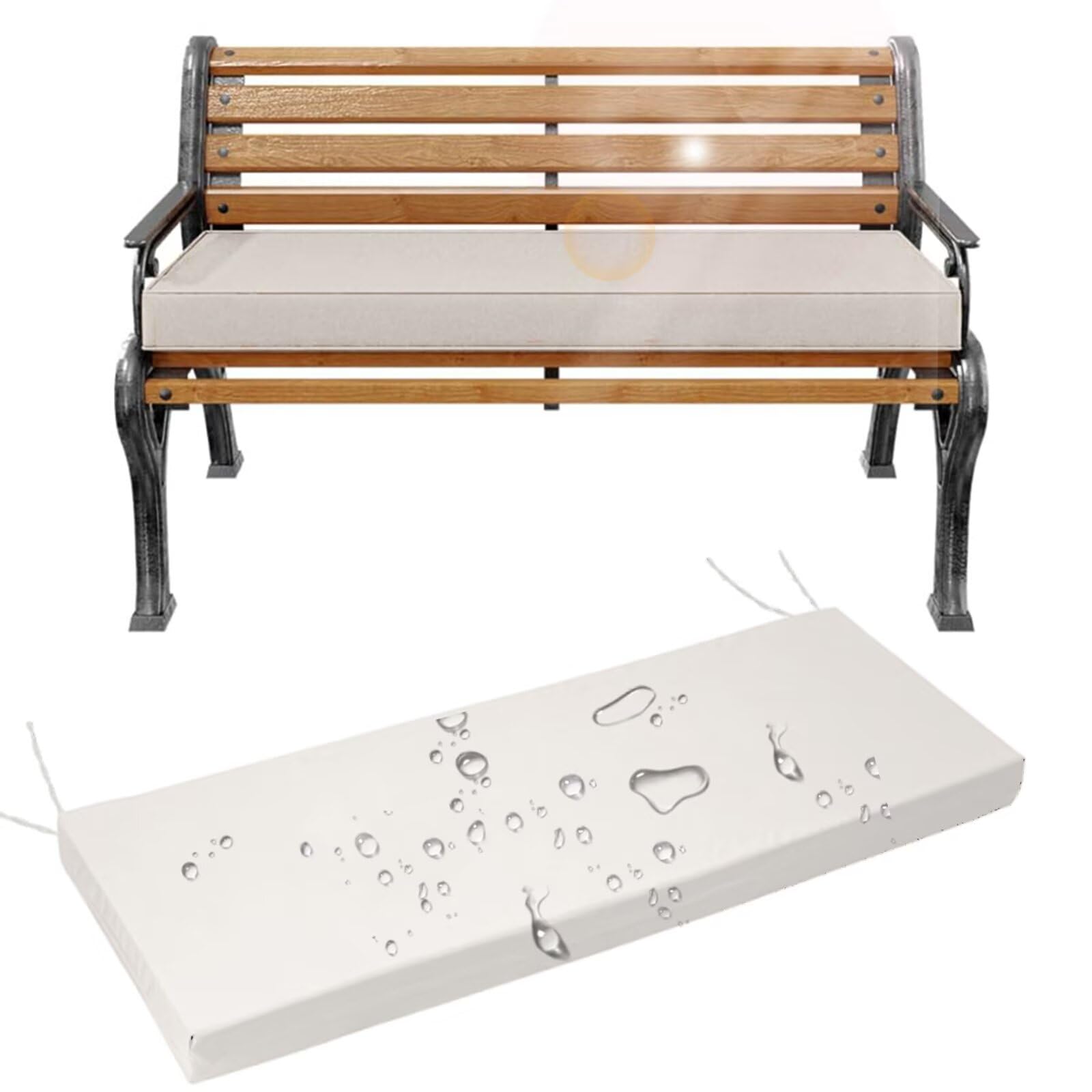 Wodoodporna poduszka na ławkę na zewnątrz 140 x 43 cm, pogrubiona poduszka na meble ogrodowe, antypoślizgowa poduszka do siedzenia z paskami, zdejmowana poszewka na huśtawkę na werandę