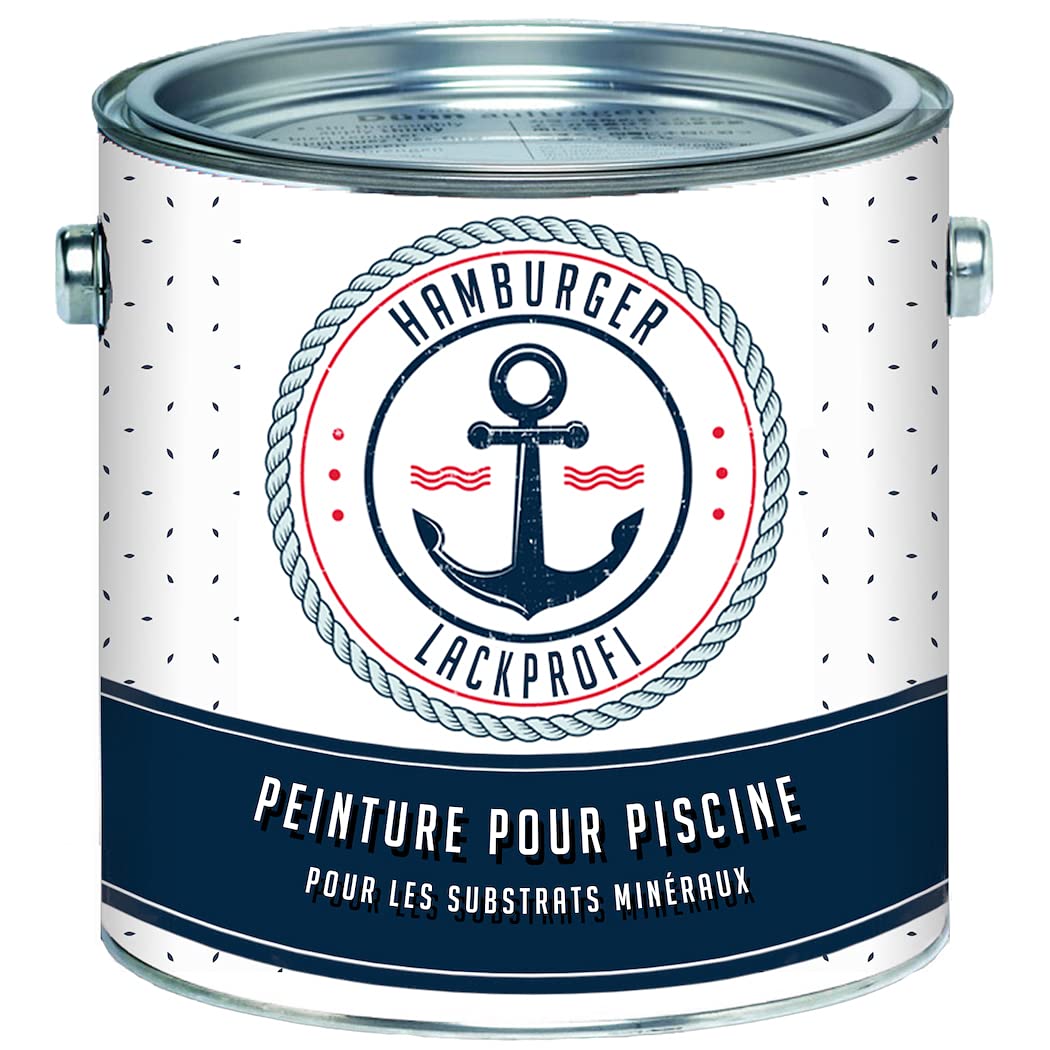 Peinture piscine satiné bleu saphir RAL 5003 bleu pour béton peinture piscine bassin revêtement sous-marine (2,5 L) Hamburger Lack-Profi