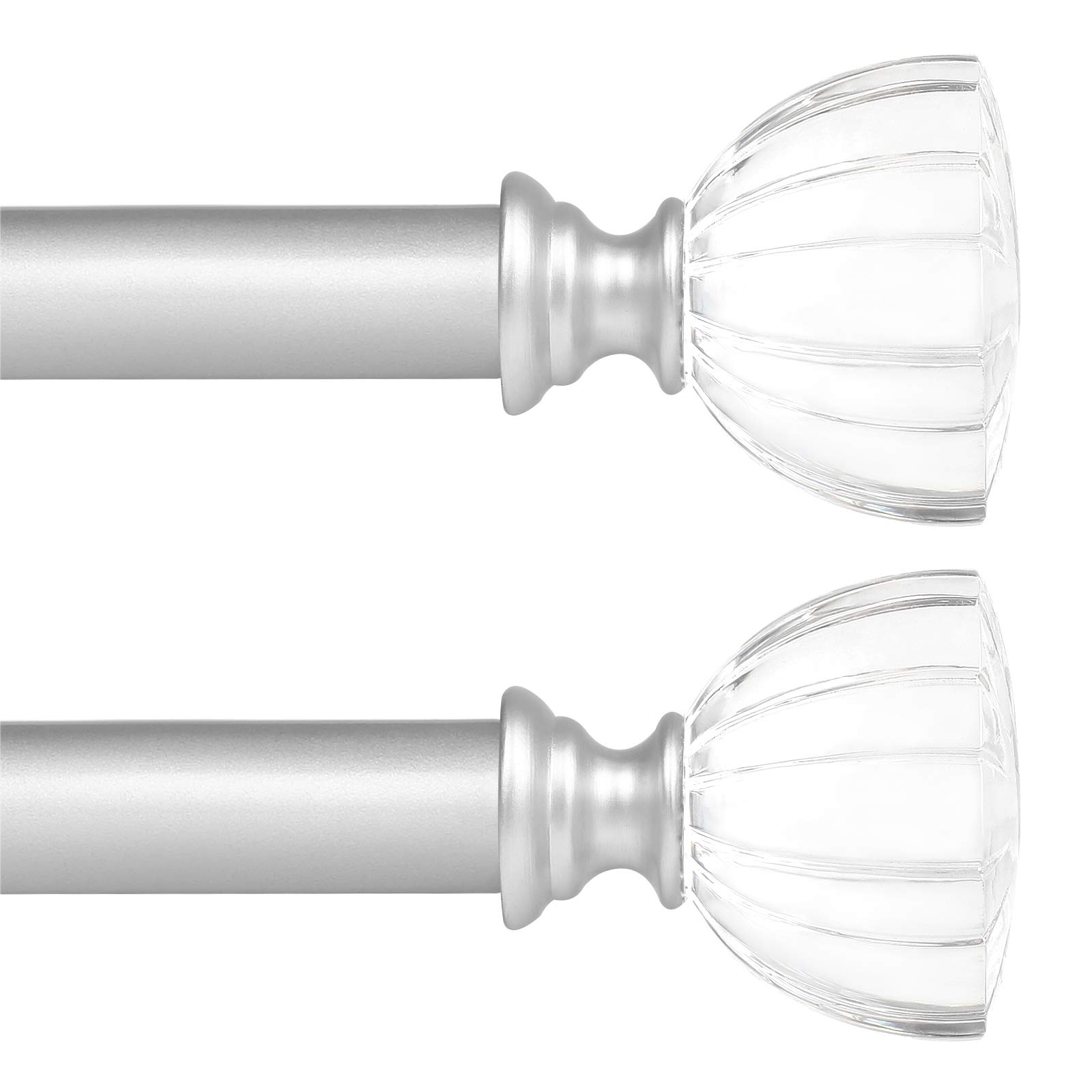 Photo 1 of knobelite(2 Pack) 1-Inch Diameter Single Window Treatment Curtain Rod,22-inch to 42-inch Adjustable, Satin Nickel Decrative Window Treatment Drapery Rods,with Resin Finial Brackets & Hardware 22-42" | 2 Pack Satin Nickel
