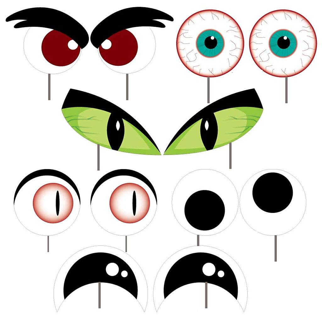VictoryStore Decoraciones de Halloween al aire libre: ojos aterradores, decoración de patio de Halloween, ideal para arbustos, 12 piezas, incluye estacas