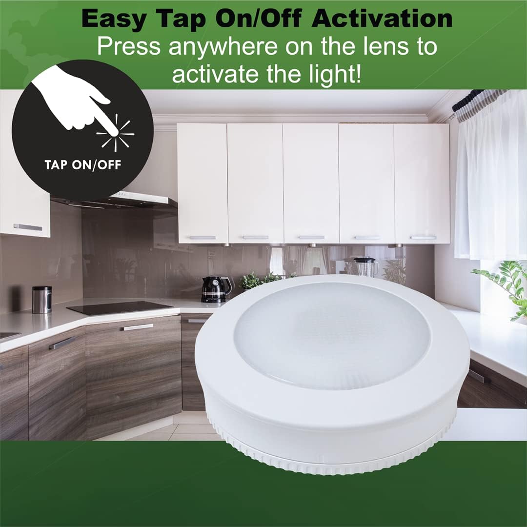 Ecolight 3.5in Battery-Operated LED Puck Light - White, RGB and 400K White, Magnetic, Tap on/Off, auto Timer with IR Remote