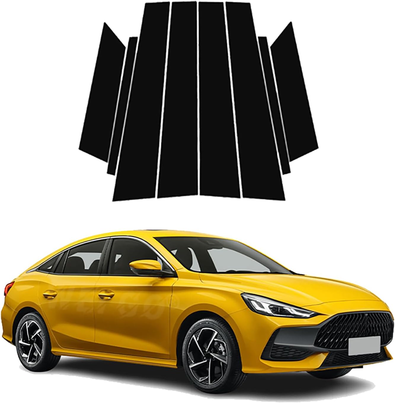 Car Door Pillar Posts Trim for MG MG5 2021 2022 2023, Outer Pillar Post Panel Covers, Door Window Moldings Stickers Anti Scratch Glossy Black