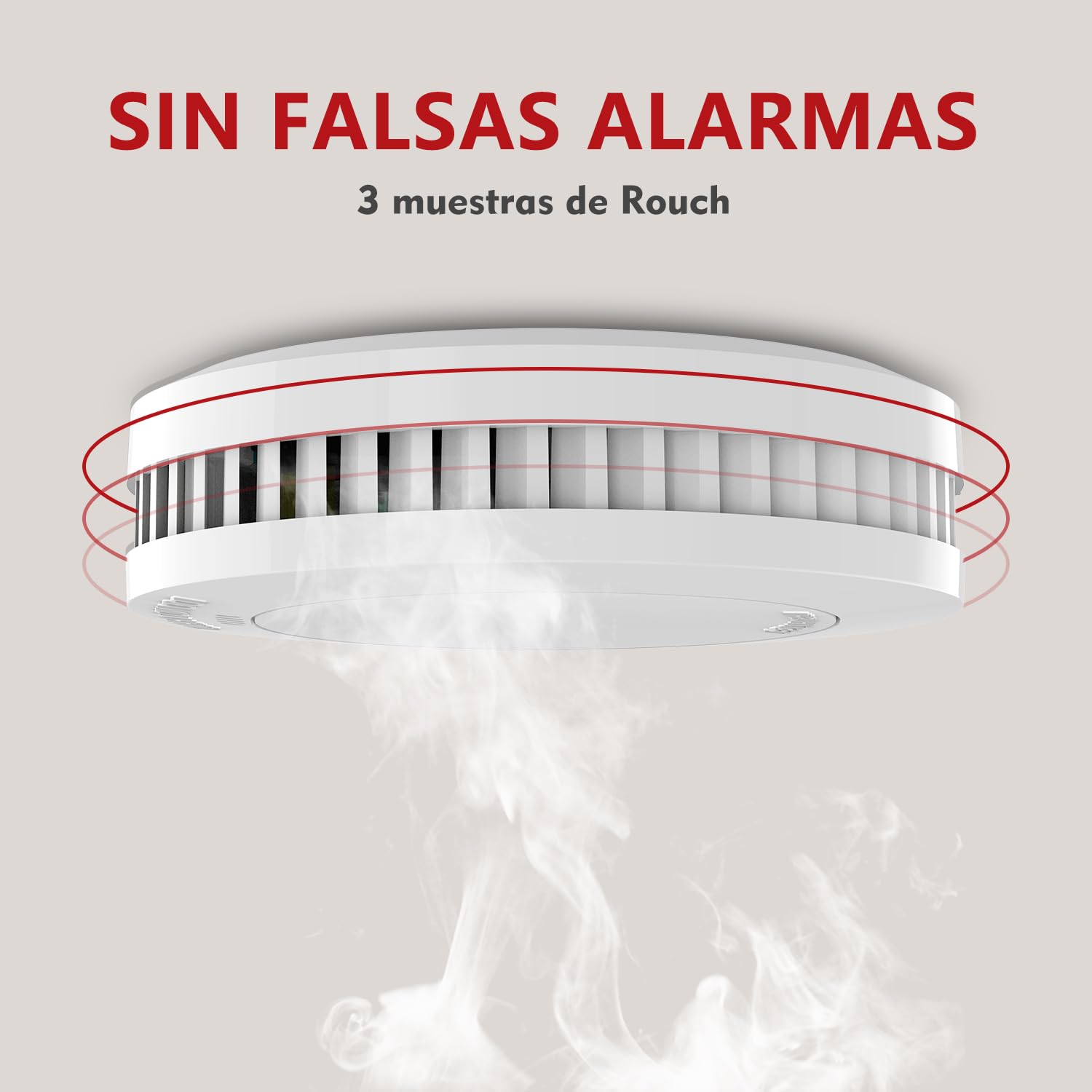 RUNIDUR Mini Detector De Humo Set Batería de 10 Años, Detector de Incendios sin Falsas Alarmas, Detector de Incendios Plano para Pegar sin Taladrar, Blanco, 12 Piezas
