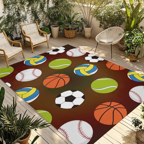 Outdoor Rug 3'x5' Brown Balls Water-Absorbent, Washable