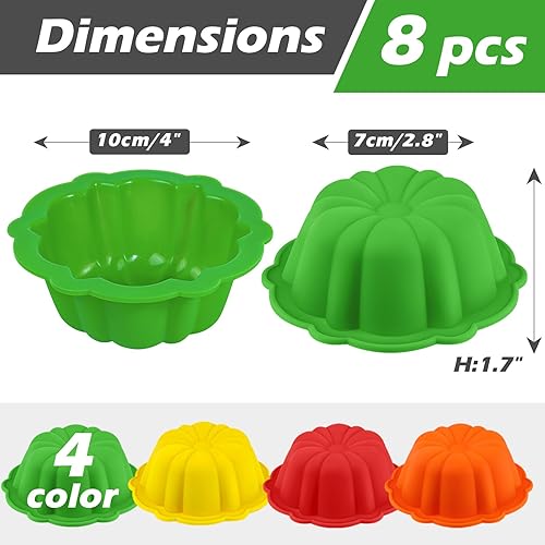 Miniatura 5 de Webake Juego de 8 moldes de silicona de 4 pulgadas, antiadherentes, sin BPA, para hornear, magdalenas, cupcakes