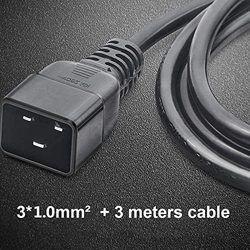 FSKE C19 to C20 Power Extension Cable 3 meters, 14AWG Power Cord Extension Lead IEC 60320 C19 to C20, Copper Cable core size: 3 * 1.5 mm²