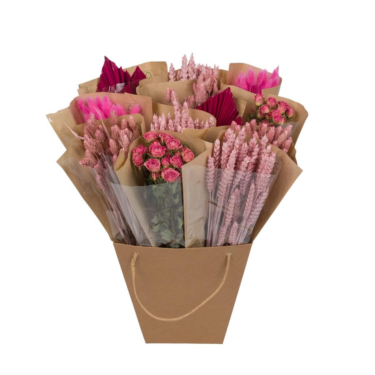 Ramo de Flores Secas Naturales, Decoración de Hogar, Rosa, 50 cm