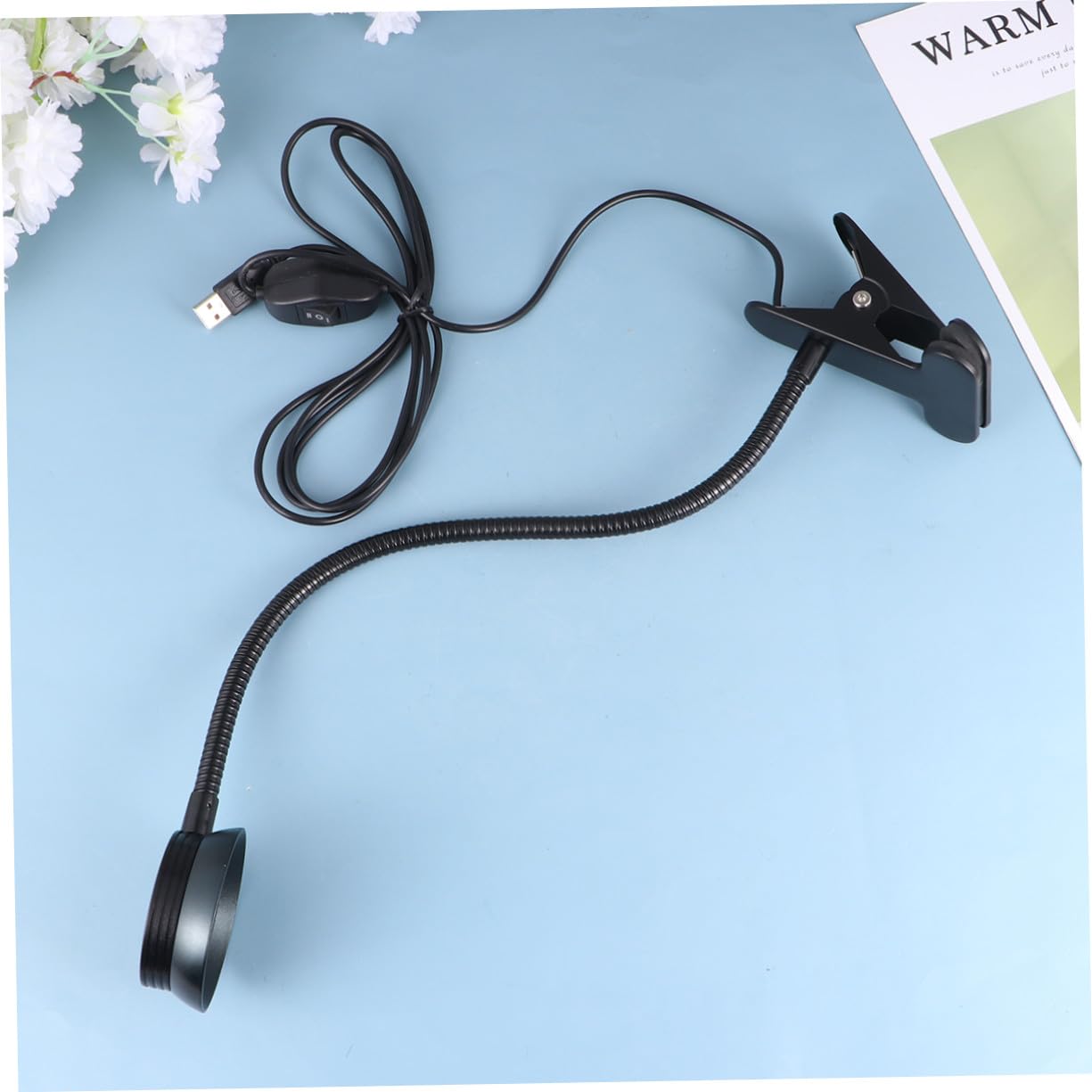 HOMSFOU Lampada da Lettura e Alimentazione USB Clip Nera LED Design Flessibile in Metallo Protezione Occhi Luce Regolabile per Lettura a Letto