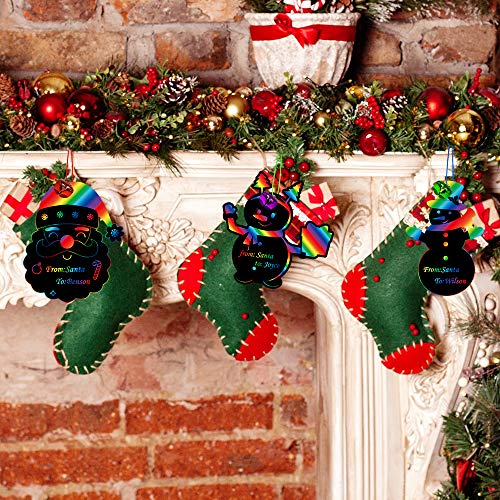 image for Winlyn 75 Sets Magic Color Art Rainbow Scratch Christmas Ornament Asso