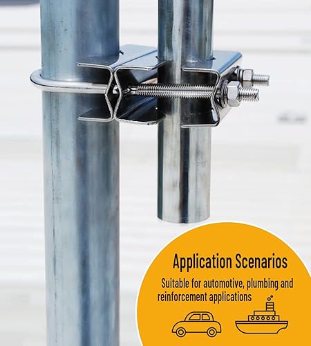 Miniatura 4 de FINESUN Abrazadera de mástil de doble antena V con pernos en U, 2 piezas de mástil resistente a mástil kit de soporte de montaje adaptador ajustable