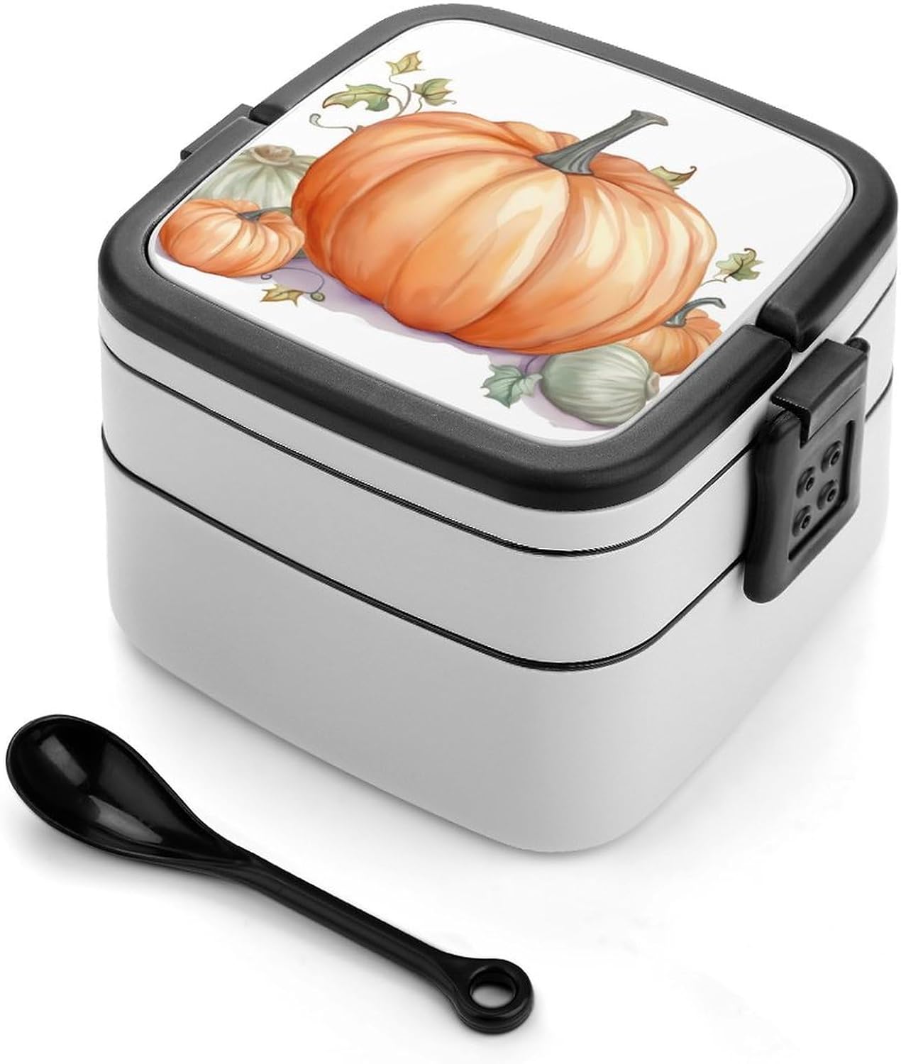 Adults Lunch Box Adult Bento Box Stackable Bento Box BPA-Free Fall Watercolor Pumpkins Lunch Box Food Container Ideal for Meal Prep, Work, And On The Go