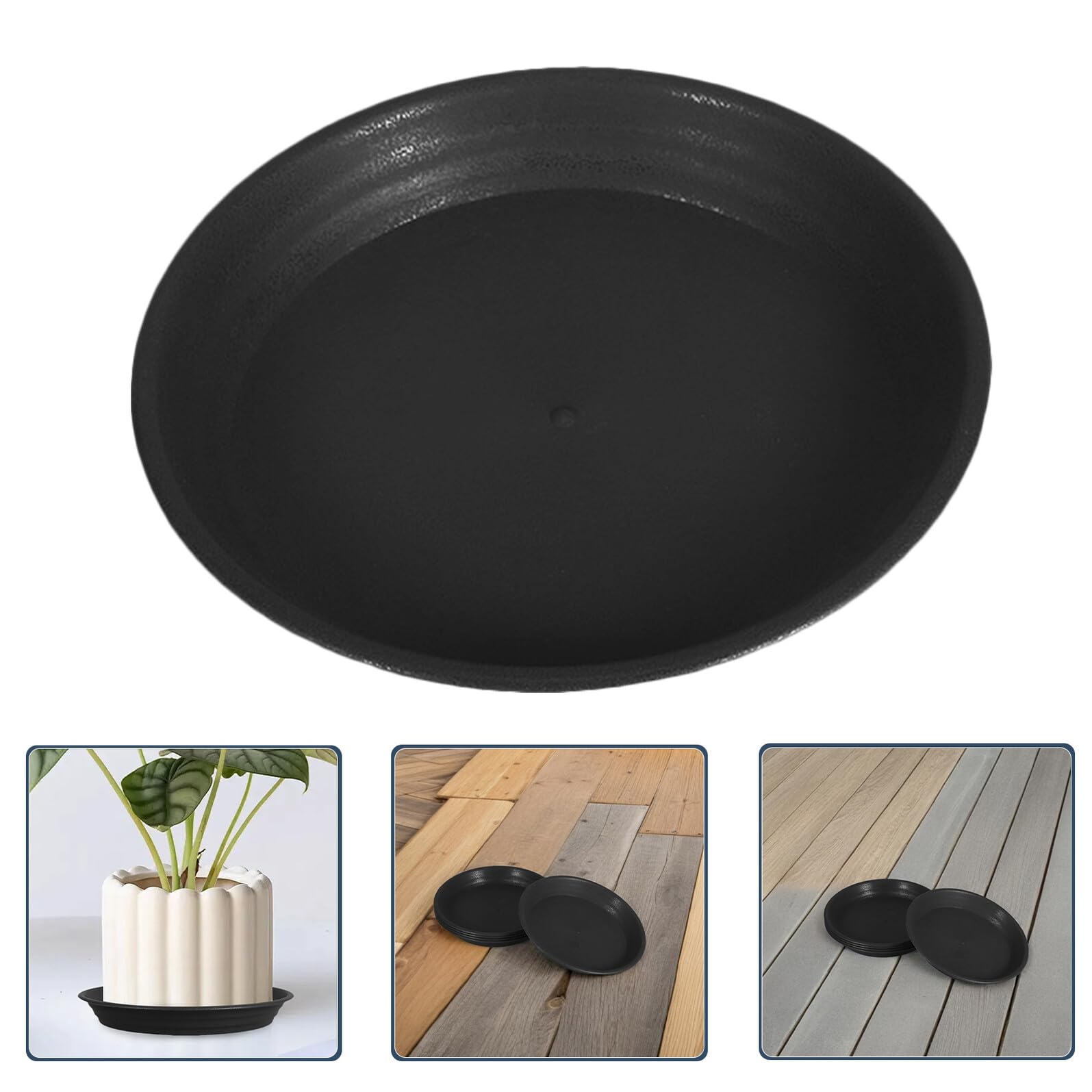 TOYANDONA 10 Bandejas Redondas de Plástico Negro para Macetas 25 CM Platillos para Plantas Bandejas de Goteo para Jardín Hogar Interior y Exterior Recogedores de Agua para Plantas