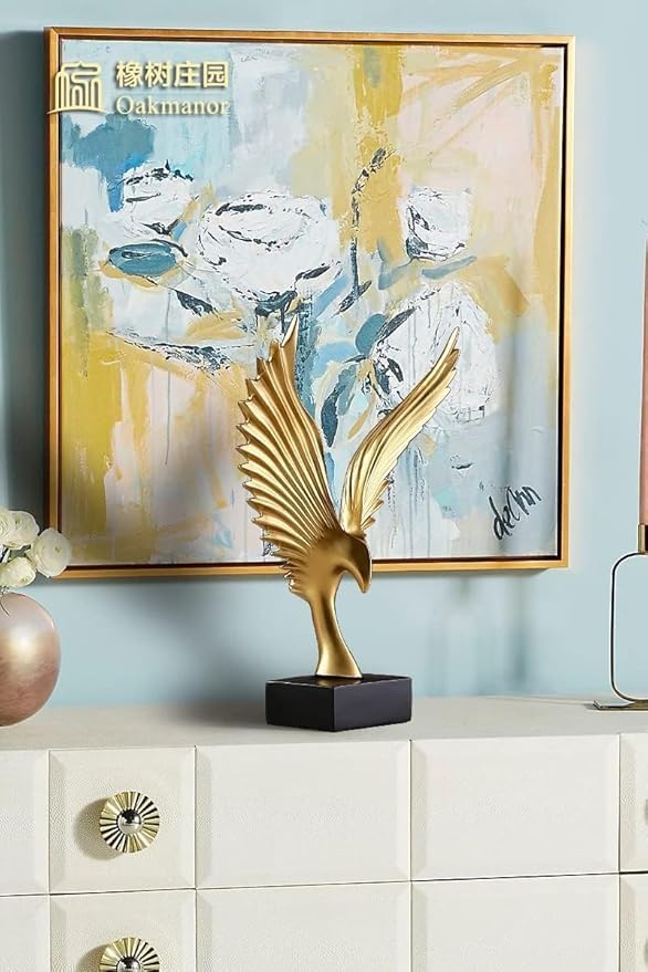 Image of Resin Eagle Wing Figurines Sculptures Home Decor Showpiece Feng Shui Vastu Eagle Wing Statue for Home Decor Showpiece (Multicolor) (Gold)