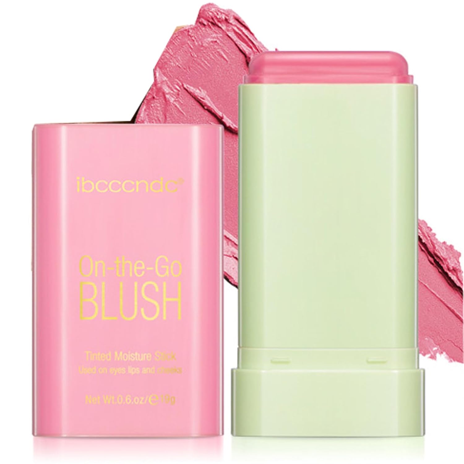 Cream Shy Pink Blush Stick,MultiUse Makeup Milk Blush Stick,Long Lasting Natural