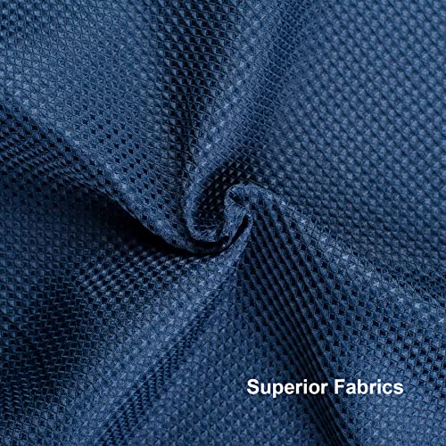 Image of AmazerBath Navy Blue Waffle Shower Curtain Half Size, Stall Shower Curtain Fabric, Hotel Quality Bathroom Shower Curtains, 36 x 72 Inches