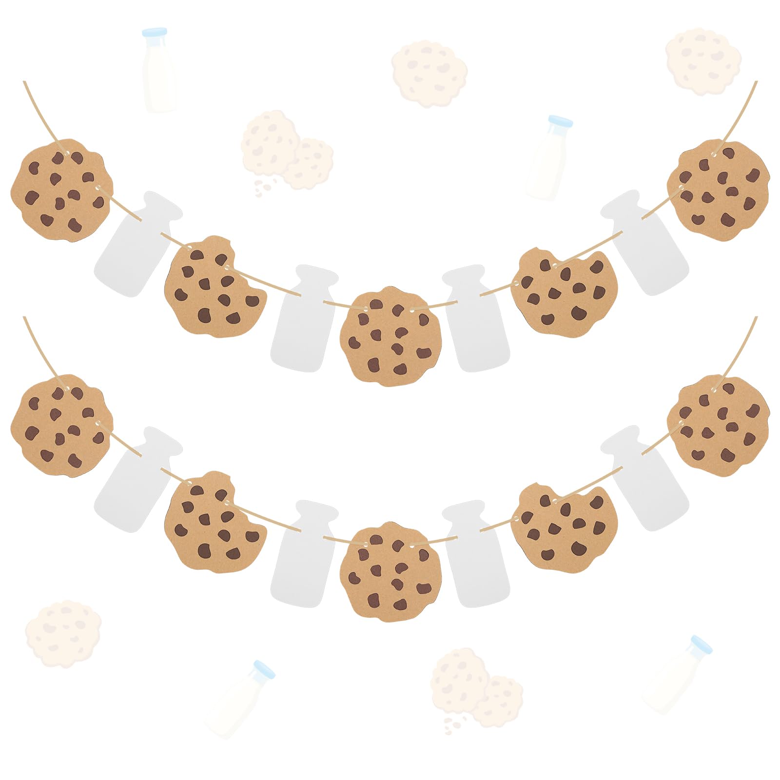 Abeillo 2 Pcs Cookies Milk Birthday Party Banner, Cookie and Monster Happy Birthday Backdrop Garland, Milk and Cookies Baby Shower Decorations for Boys Girls