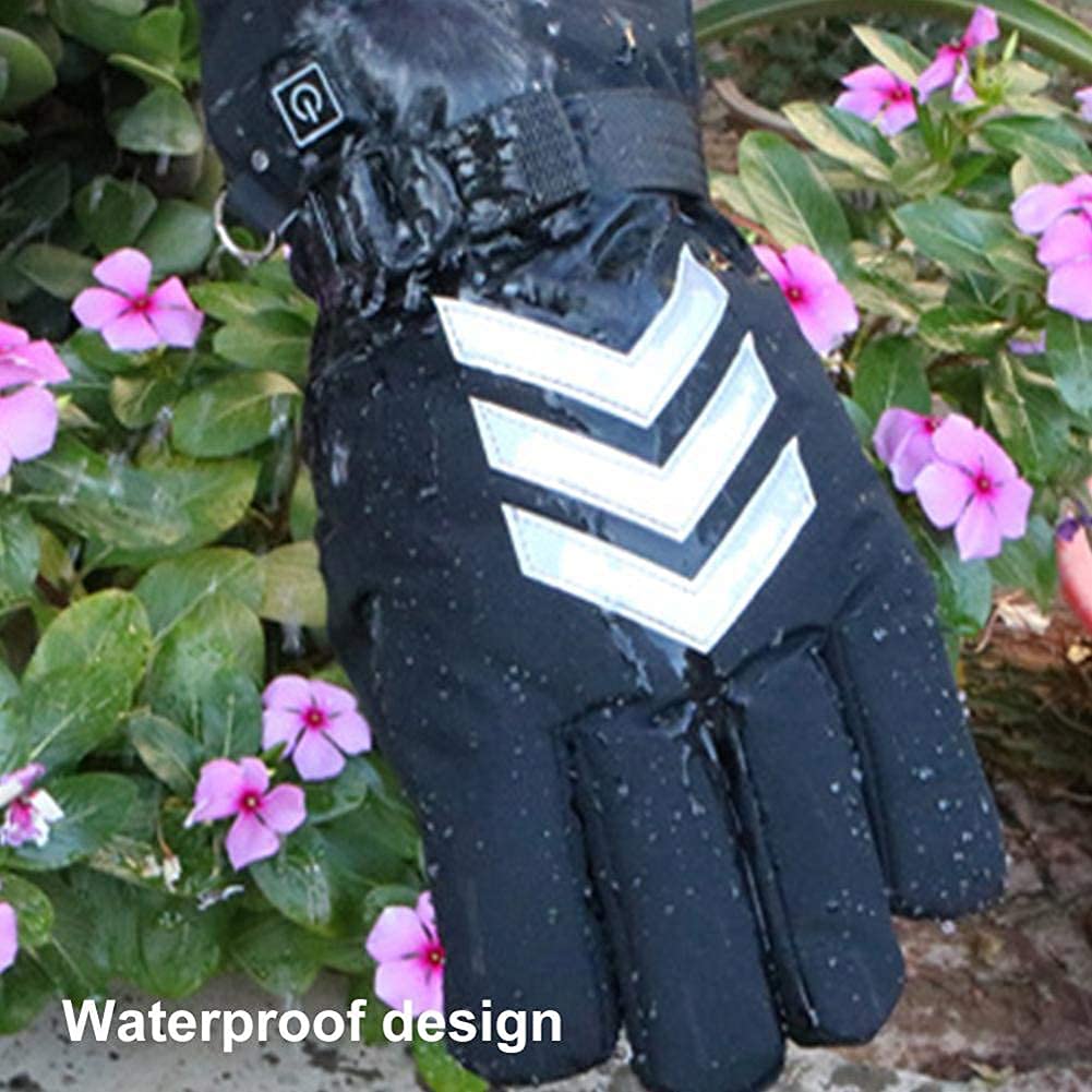 Calentamiento eléctrico Guantes térmicos Hombres Mujeres Pantalla táctil Guantes térmicos Eléctricos con Cinta Reflectante Guantes cálidos Ajuste de Temperatura 2600MAH para invier