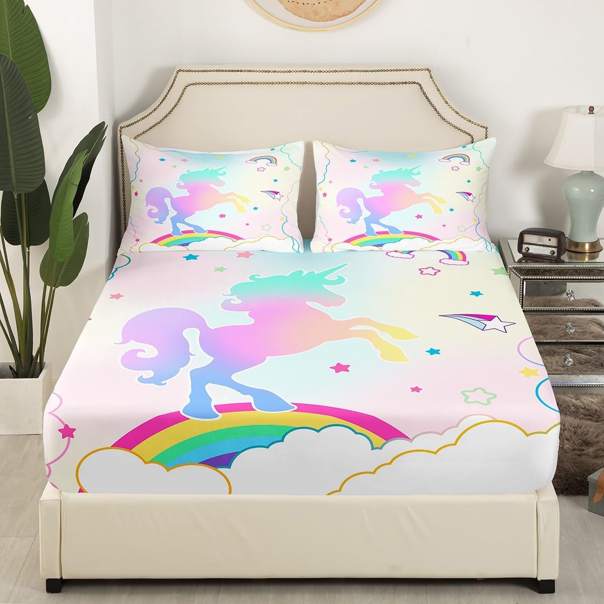 3D Shark Pattern Bedding Set Twin Size Sea Night View at Seas Bed Set for Girls Teens Bedroom Decor Kids Underwater World Fitted Sheet Soft Blue Ocean Bed Cover(1 Fitted Sheet+1 Pillow Case)