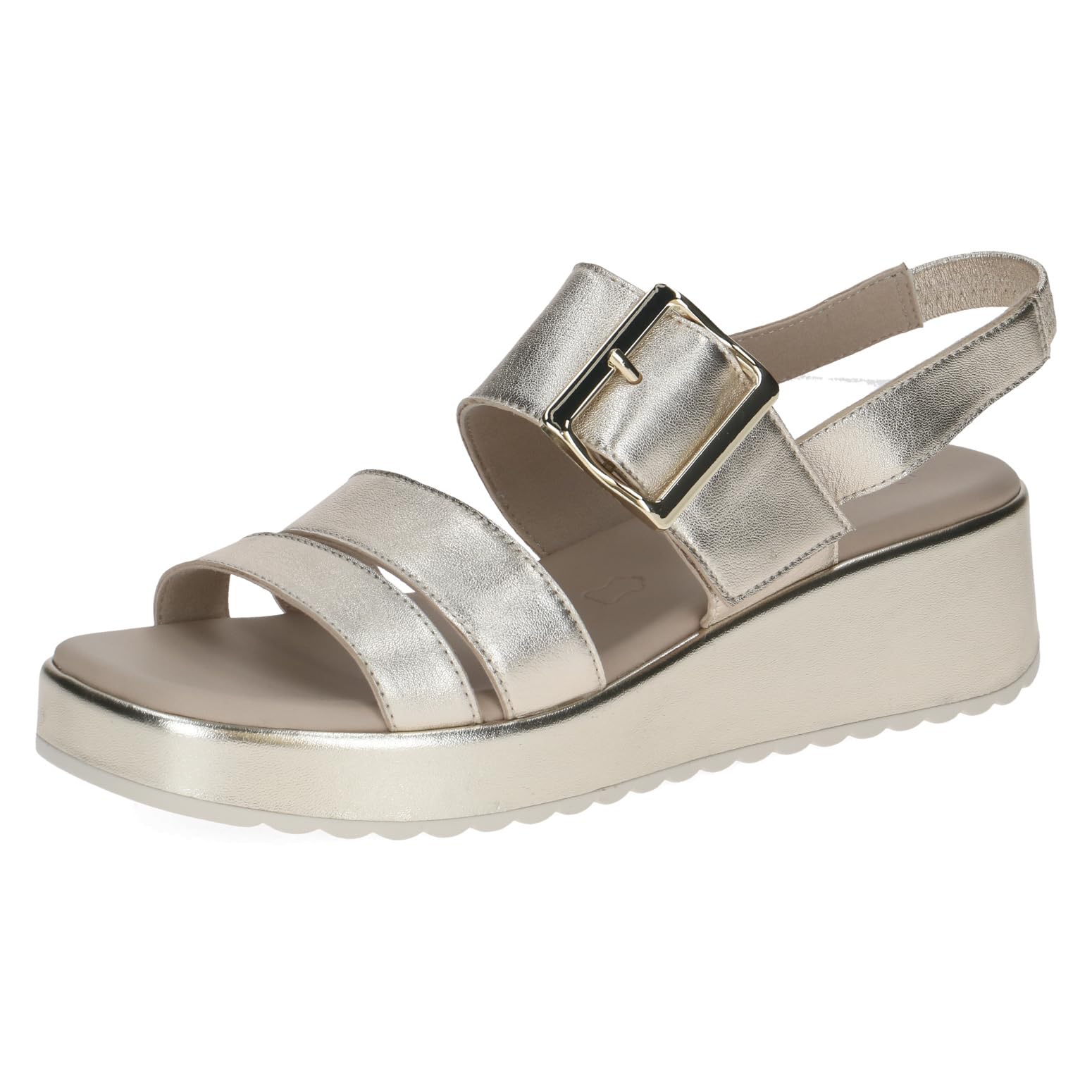 Caprice women's flat sandal in leather, Metallic (LT.GOLD METAL.), 6.5 UK