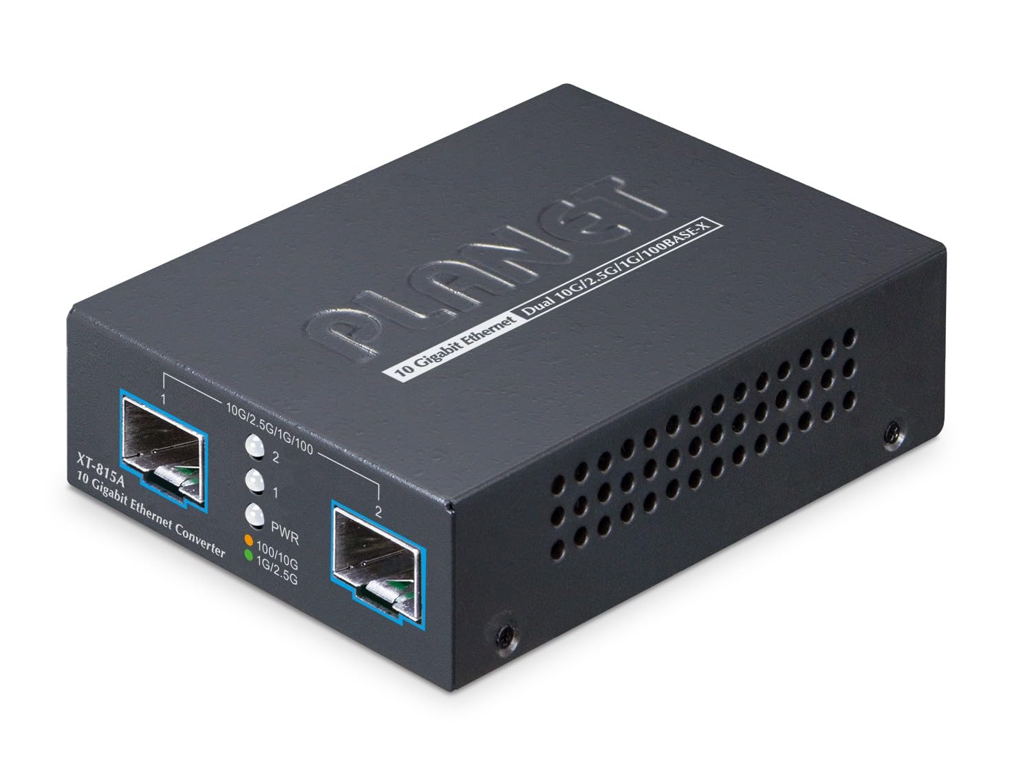 PLANET 2-Port 10G/2.5G/1G/100BASE-X convertitore multimediale di rete Nero (2-Port 10G/2.5G/1G/100BASE-X - SFP+ Media Converter - Warranty: 36M)