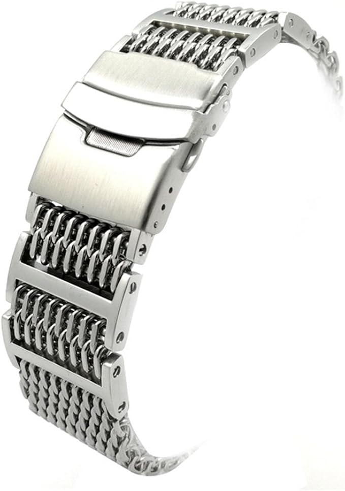 22mm Stainless Steel Shark Mesh Watch Band Strap Wrist Bracelet Strap