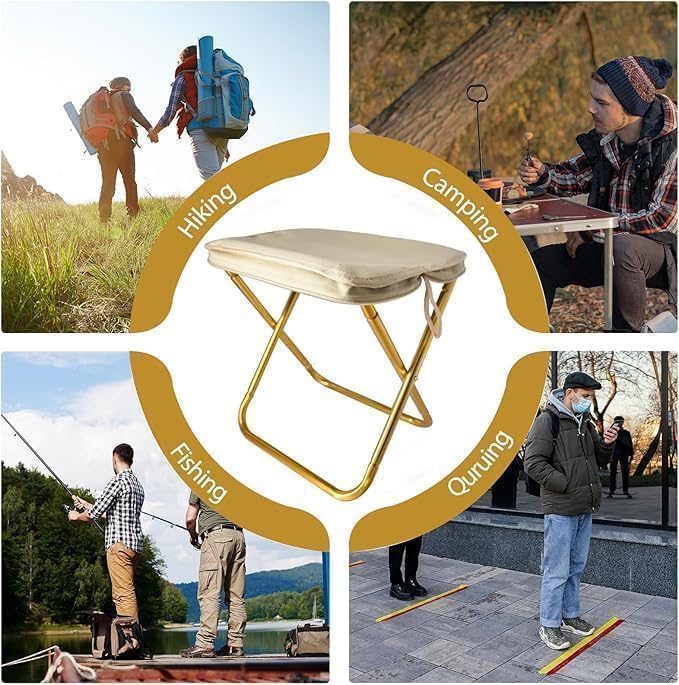 Image of Folding Stool, Mini Outdoor Camping Stool, Portable Small Foldable Lightweight Hunting Seat with Zippered Carrying Bag (Folding Stool)