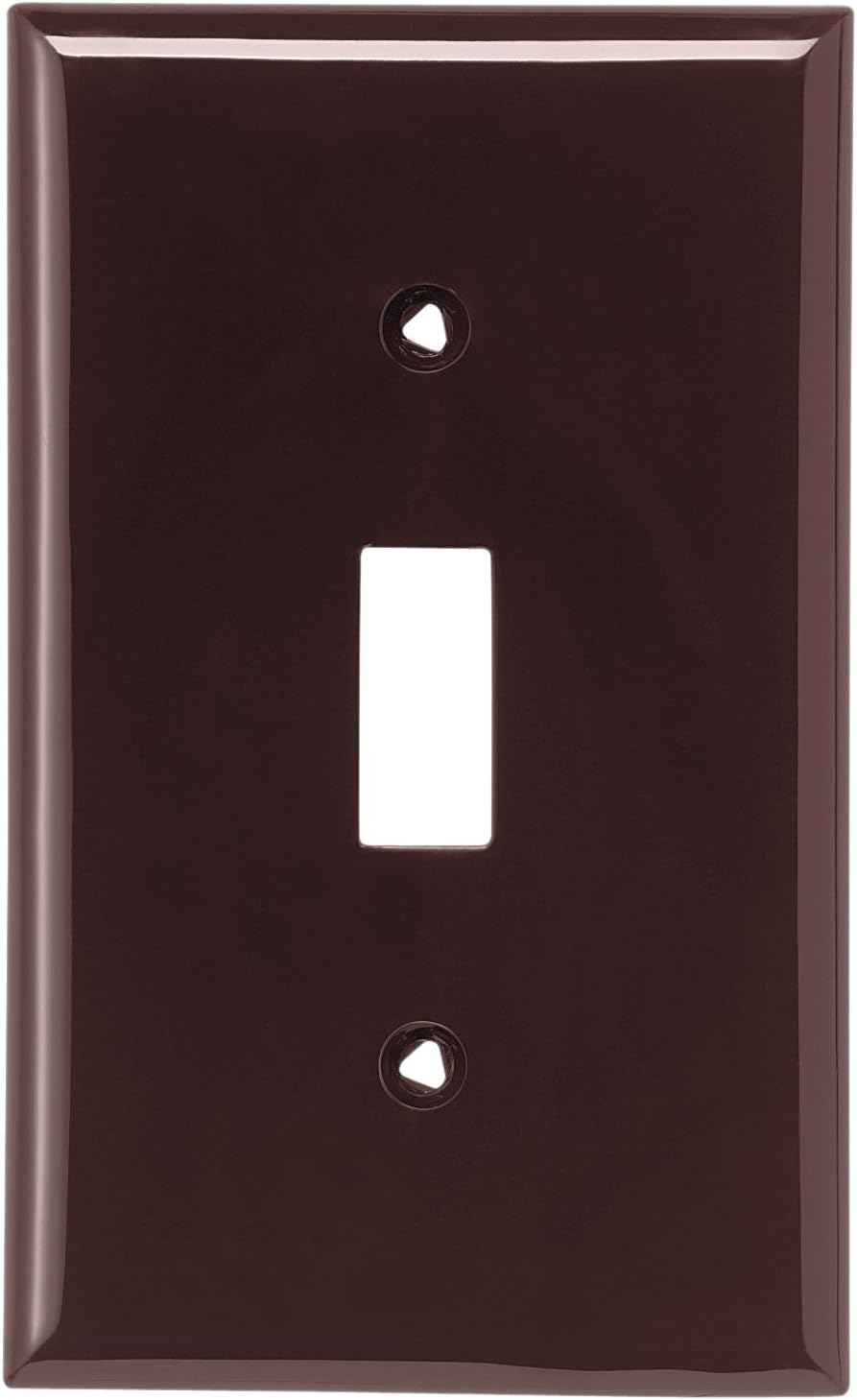 Eaton 5134B Standard Size Nylon 1-Gang Toggle Switch Wallplate, Brown