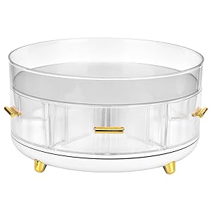 Somiya Organizador de Maquillaje Giratorio de Doble Pisos, Almacenaje Maquillaje Cosméticos con Cajones Plasticos Almacenamiento de Cosméticos Brochas Perfumes Joyas, para Dormitorio Tocador Baño