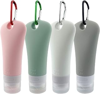 Silicone Travel Bottles Set, Leak Proof Squeezable Portable Tubes Travel Size Toiletries Containers, Travel Tube Sets Cosmetic Toiletry Containers for Shampoo Lotion Soap- 4 Pack (3 fl. oz)