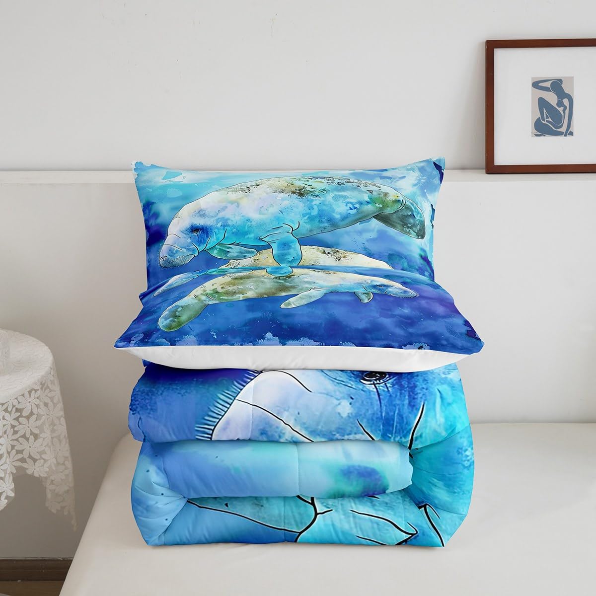 Oasis Bedding YST Manatee Lover Duvet Cover Twin Size, Underwater