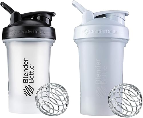 Miniatura 10 de BlenderBottle Classic v2 - Botella mezcladora de 20 onzas, transparente/negro, y botella mezcladora Classic V2 de 20 onzas, negro, perfectas para
