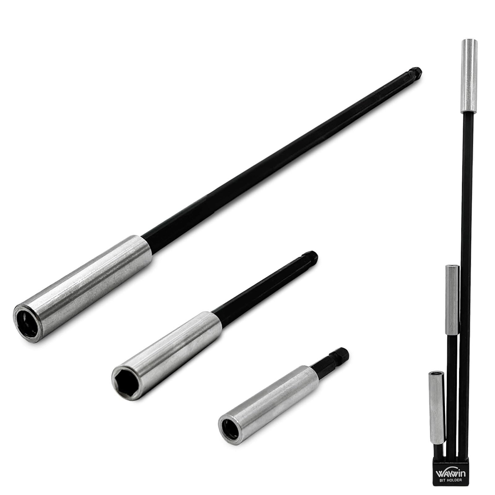 3PCS Magnetic Bit Holder with Retaining Ring 3", 6", 12" Extensions