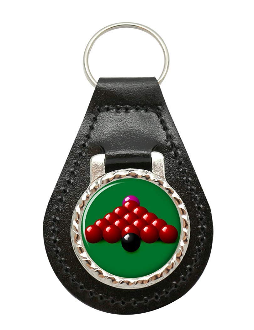 Giftshop Uk Unisex Black Leather And Silver Metal Snooker Leather Key Fob