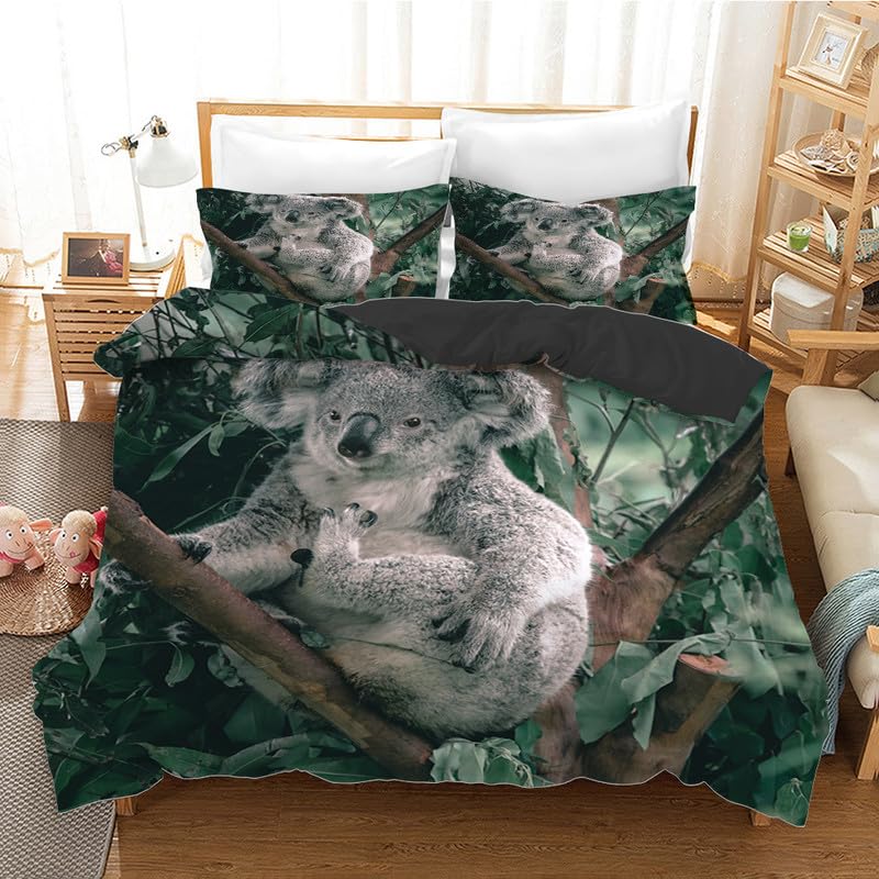 Housse de Couette 240 x 260 et 2 Taies d'Oreiller 65x65cm Microfiber Parures de Lit Cyan