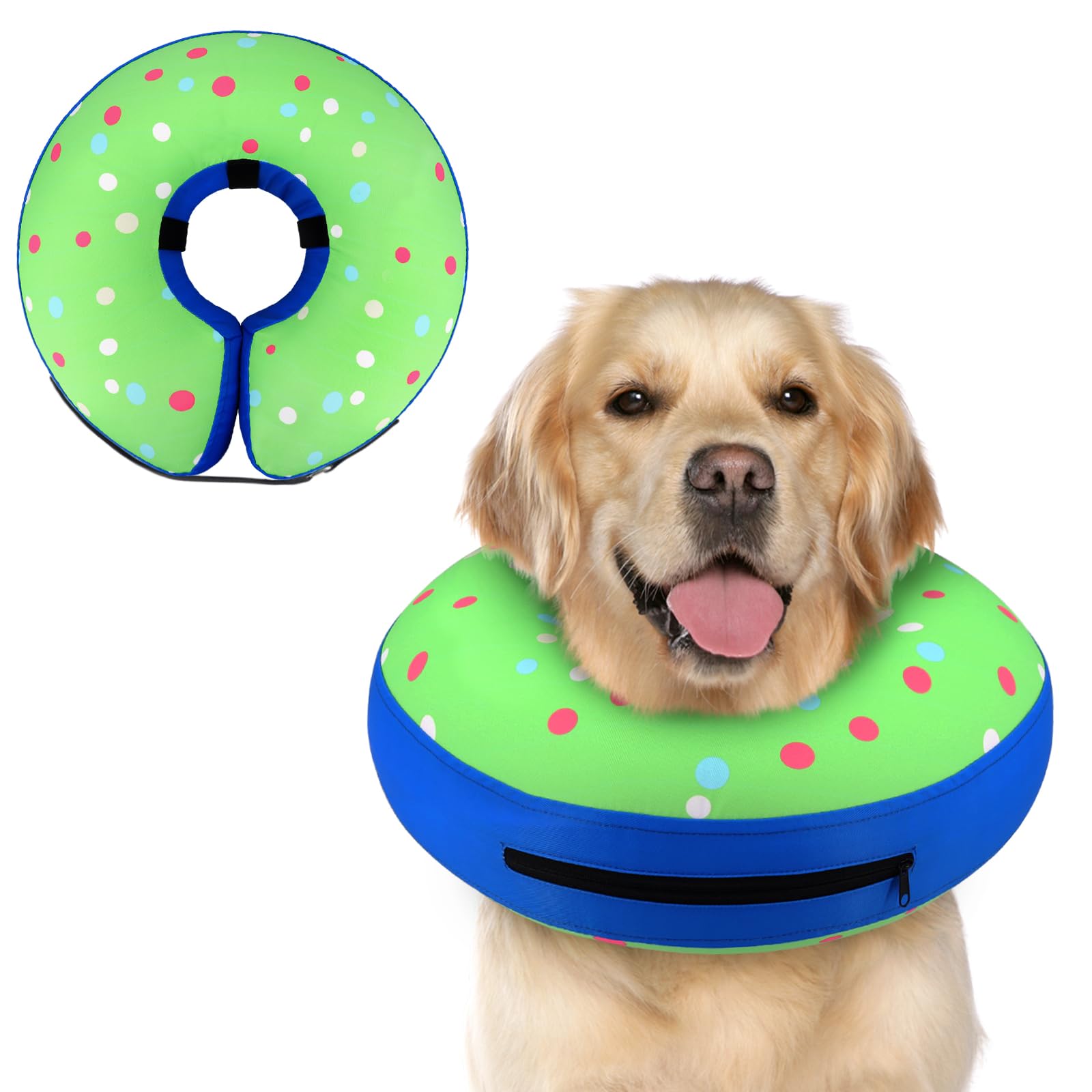Supet Inflatable Dog Cone Collar Alternative After Surgery, Dog Neck Donut Collar Recovery E Collar, Soft Pet Cone for Small Medium Large Dogs