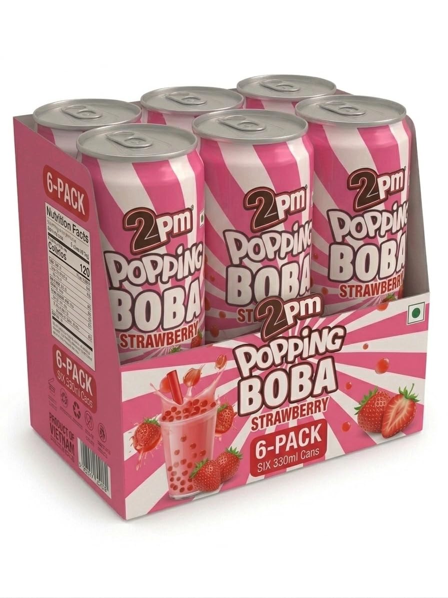 2PM Popping Boba Drink, 330ml | Strawberry Flavour with Bursting Boba Pearls | Ready to Drink | Pack of 6-image-44