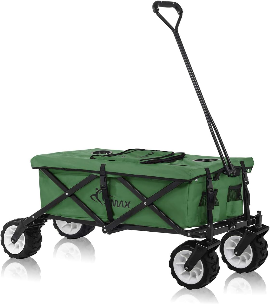 SAMAX Coaster Wagon Garden Trolley Cool Bag Beach Foldable Hand Cart Trolley Offroad - Green