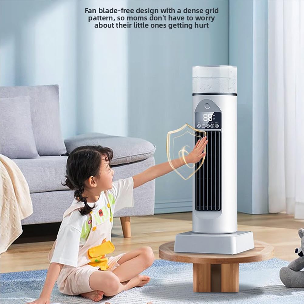 Ventilatore a torre portatile senza pale, con funzione spray, silenzioso, con telecomando, portatile, per camera da letto, 37 x 12,5 x 12,5 cm