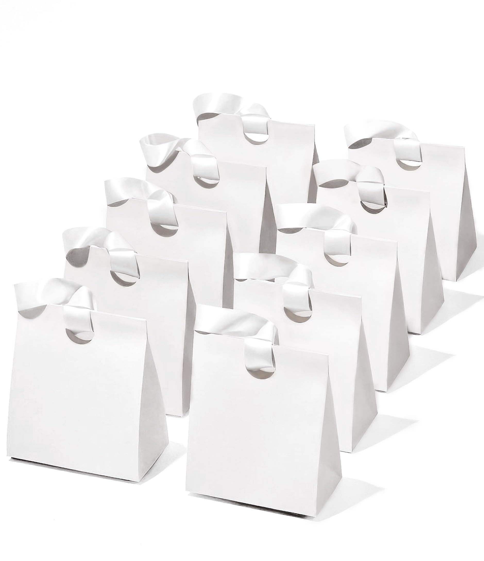 Vitalizart Small White Gift Bags, Reusable Paper Party Bags 5.9"x3.5"x7.3" For Gift Wrap Girls Kids Birthday Bridal Baby Shower Favours Candy Christmas Goodie Bags