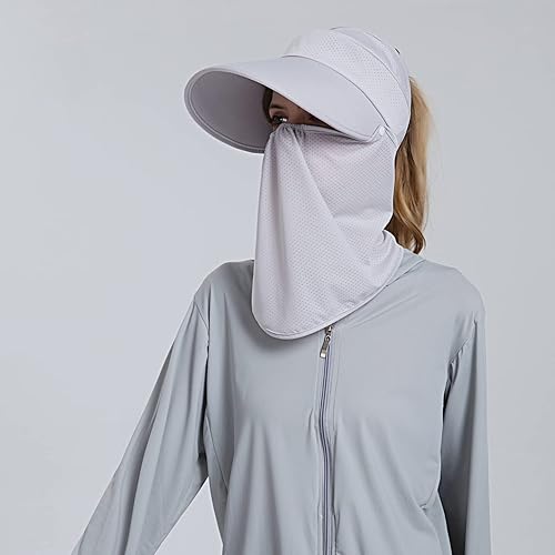 Vista 40 de Women Wide Brim Face Mask Sun Hat Detachable Neck Face Flap Ponytail UV Protection Visor Hat Garden Fishing Hiking