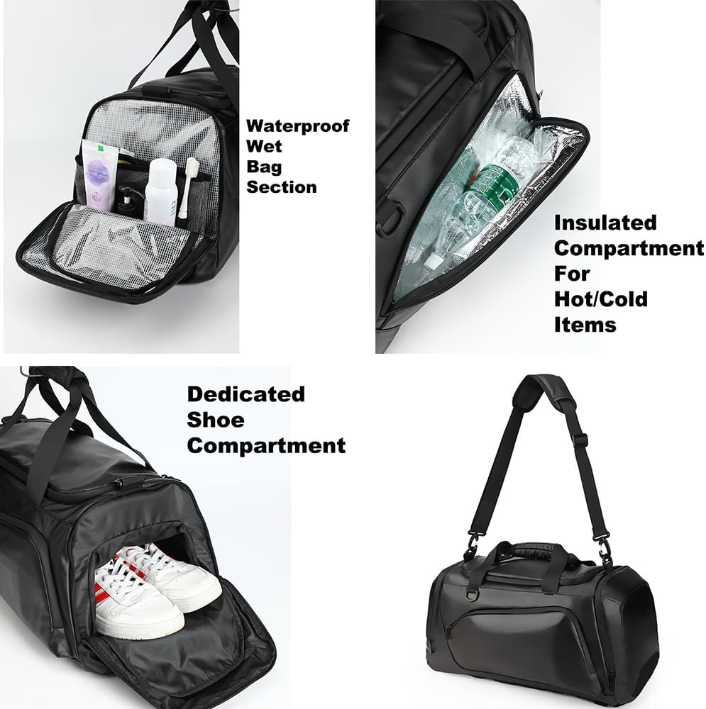 34L Gym Bag with Wet/Cooler Pocket &Shoes Compartment - Weekender Overnight Duffel Backpack for Men and Women