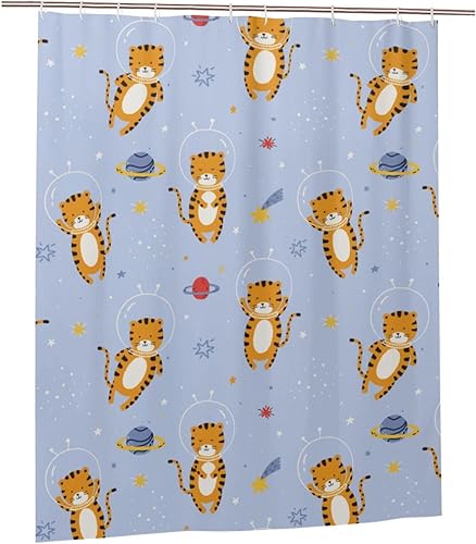 PAILON Cute Tiger Plastic Shower Curtain Liner 60x72in Extra Long Shower Curtains for Bathroom Clearance Set with Hooks Cortinas De BañO, Waterproof