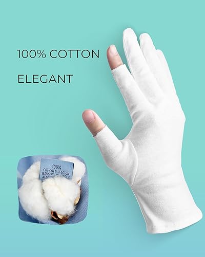 Miniatura 4 de ANSMIO 2 pares de guantes de algodón para pantalla táctil, guantes blancos para manos secas, guantes de algodón para dormir, guantes de noche