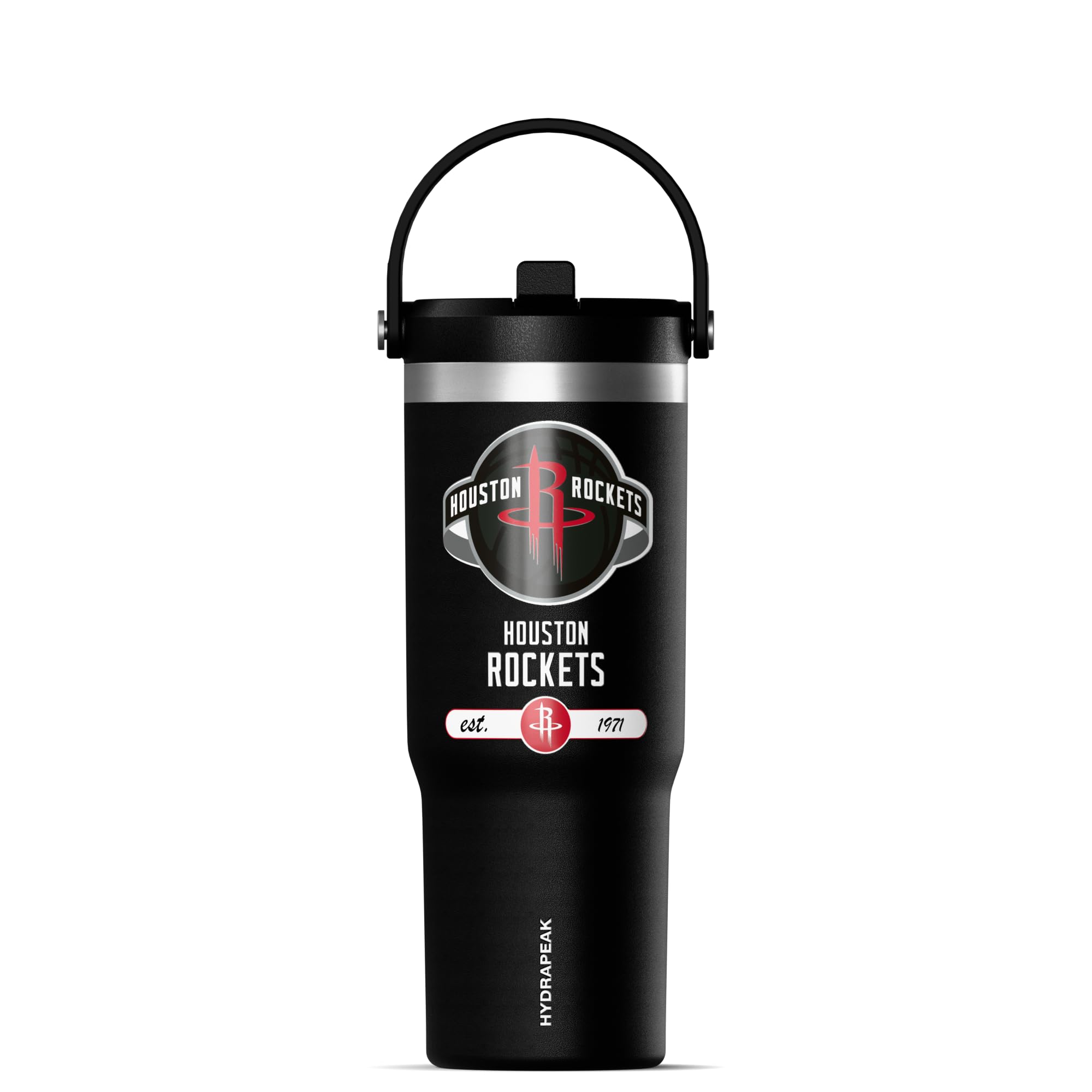 Hydrapeak x NBA Officially Licensed Houston Rockets 32 oz Nomad Tumbler with Handle and Straw Lid, Leakproof Stainless Steel Water Bottle