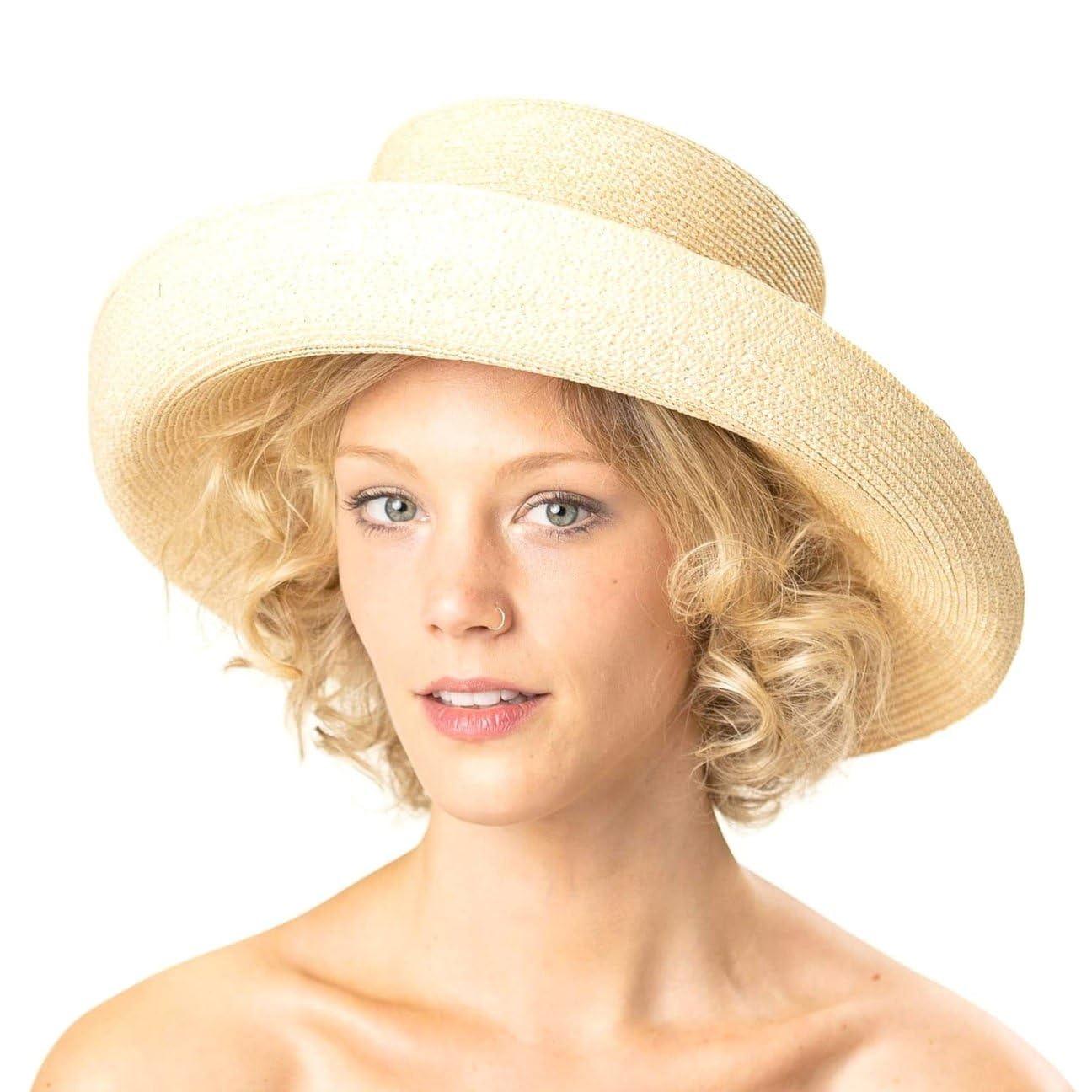 Seeberger Isabelle Glockenhut Damen - Strohglocke Damenhut Aufschlaghut Frühling-Sommer Sommer