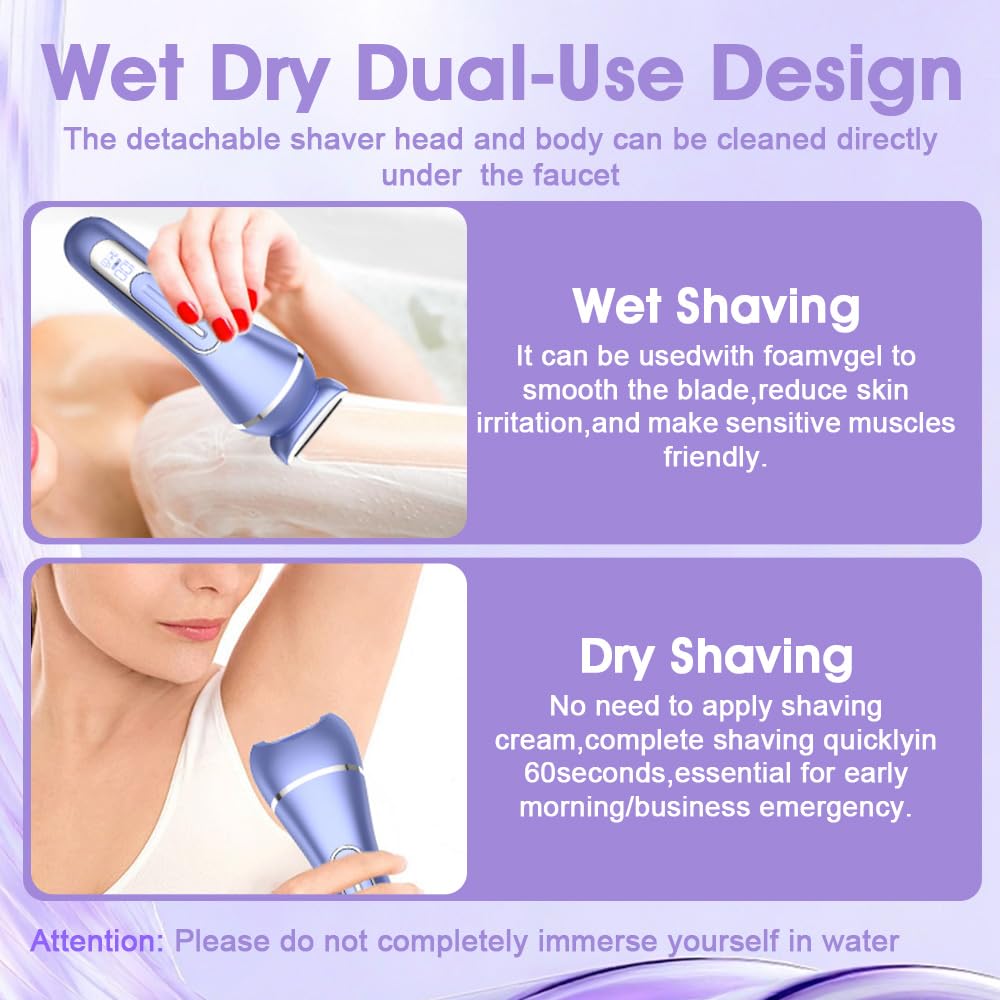 7 In 1 Epilierer Damen, Rasierer Damen, Gesichtsepilierer für Frauen mit Led, Bikini Trimmer, Intimrasierer Frauen, IPX7 Wasserdichter, Nass- und Trockenrasierer, für Gesicht, Achseln, Beine, Bikini