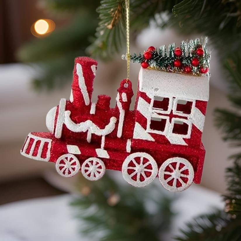 Amazon.co.jp: クリスマス 機関車 オーナメント 2個セット : ホーム